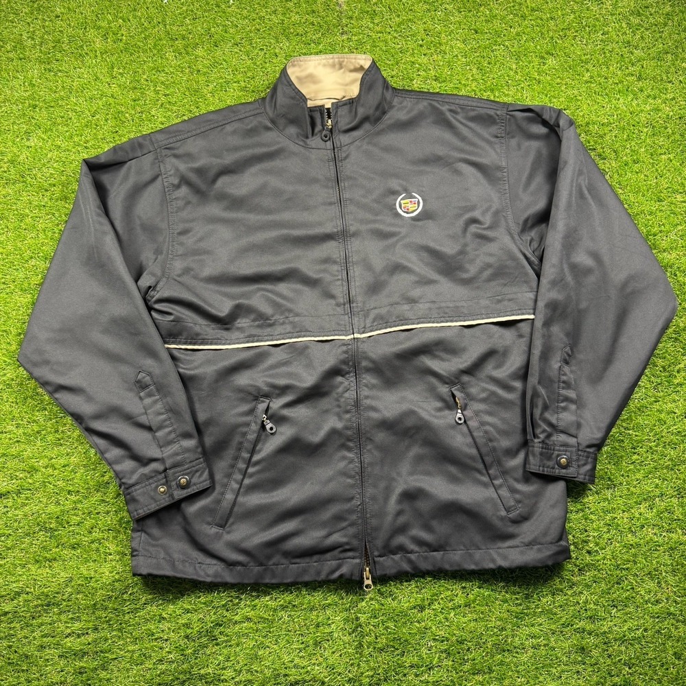 Vintage Cadillac Jacket Mens Medium Black 90s 80s Cutter And Buck Weathertek